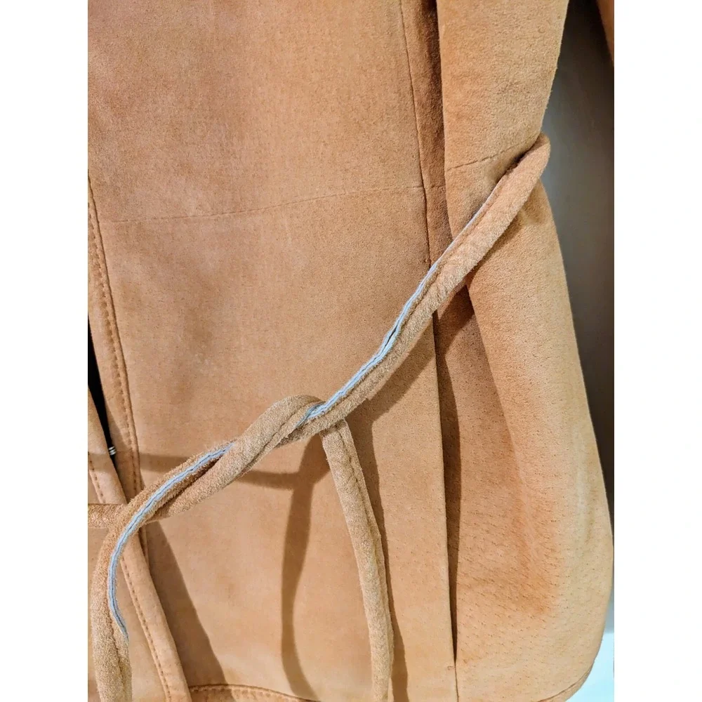 Terry Lewis Suede Leather Beaded Jacket with‎ Belt Womens Medium